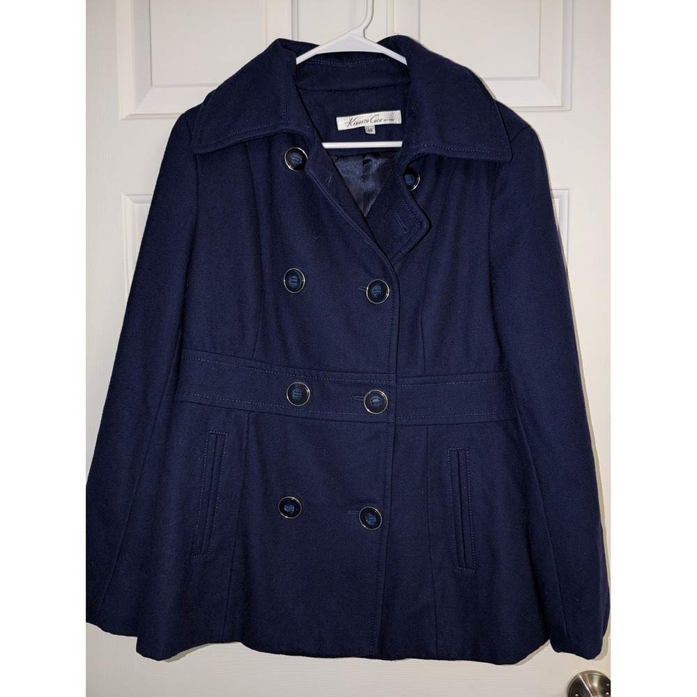 Kenneth Cole New York Navy Wool Blend Peacoat 14 Nautical Preppy